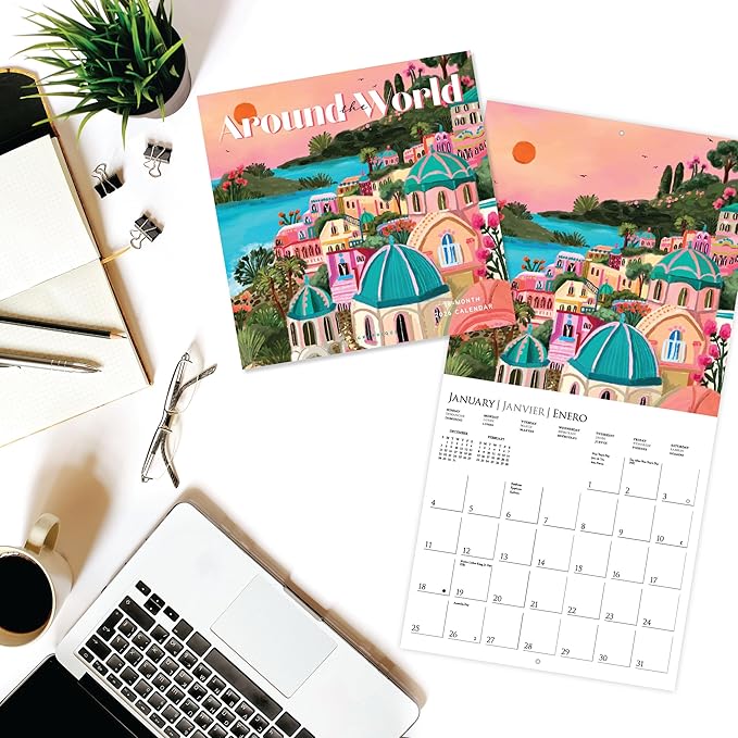 Graphique 2026 Around The World Wall Calendar | 12” x 12” | Thick Paper | Home & Office Organizer | Large Monthly Grid | 3 Languages & Marked Holidays | 4 Month Preview Page for 2027