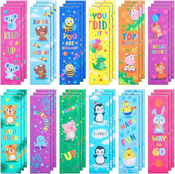 Gersoniel 36 Pcs Anxiety Sensory Stickers Strips Adhesive Textured Mental Health Calm Stickers Mindfulness Fidget Decals Stress Anxiety Relief Items for Therapy Office Desk(Animal Style)