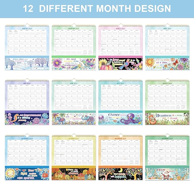 Wall Calendar 2026-2027 - Jul 2026 - Dec. 2027, 18 Monthly Calendar 2026-2027 with Pockets, 12" x 12", with Ample Ruled Space, Holidays, 2-Sided Pockets, 12 Seasonal Calendar, Great for Home & Office