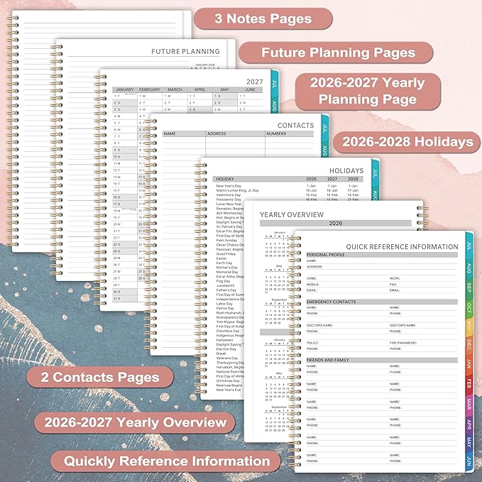 Appointment Book 2026-2027 - Appointment Book from Jul. 2026 - Jun. 2027, 2026-2027 Appointment Planner with 30-Minute Increments, 9" x 11", Twin-Wire Binding + Colorful Tabs + Pocket