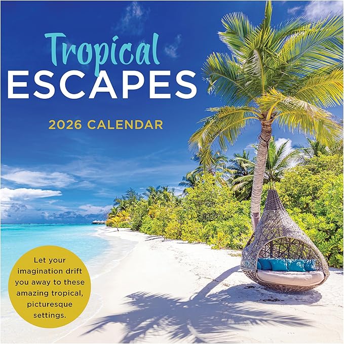 TF Publishing 2026 Tropical Escapes Wall Calendar - Large Grids for Appointments and Scheduling - Vertical Monthly Wall Calendar 2026 w/Premium Gloss Paper for Home and Office Organization - 12x12in