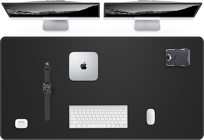 AFIING Leather Desk Pad Protector,48"x24" - Premium Desk Mat, Large Mouse Pad,Non-Slip Desk Blotter,Waterproof Desk Writing Pad for Office and Home(Black)