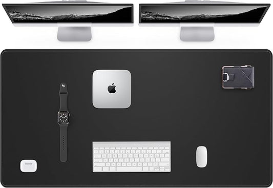 AFIING Leather Desk Pad Protector,48"x24" - Premium Desk Mat, Large Mouse Pad,Non-Slip Desk Blotter,Waterproof Desk Writing Pad for Office and Home(Black)