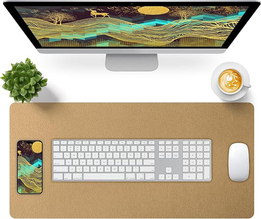 Bloss Leather Desk Mat, Gold Mouse Pad, Non-Slip/Waterproof Desk Pad, Desk Matt for Desktop, Desk Pad Mat for Office Work/Home - Copper Gold(27.6 x 13.8 Inches)