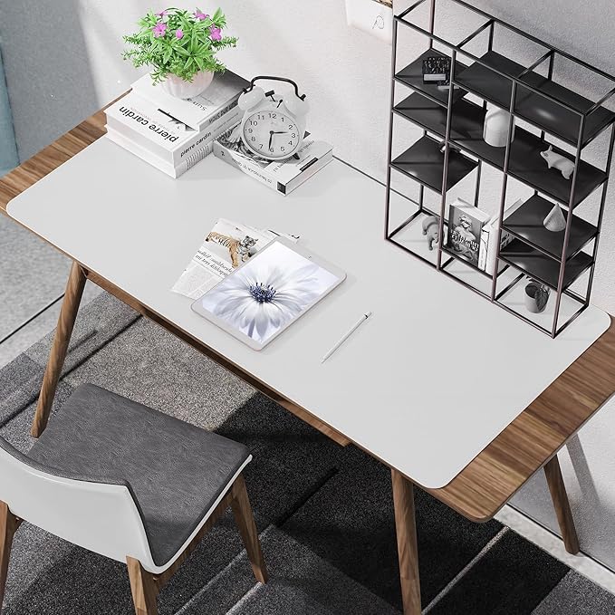 AFIING Cork Desk Mat 47" x 23.6", Dual-Sided Natural Cork & PU Leather Desk Pad, Non-Slip Waterproof Large Mouse Pad for Office, Home & Gaming (White)