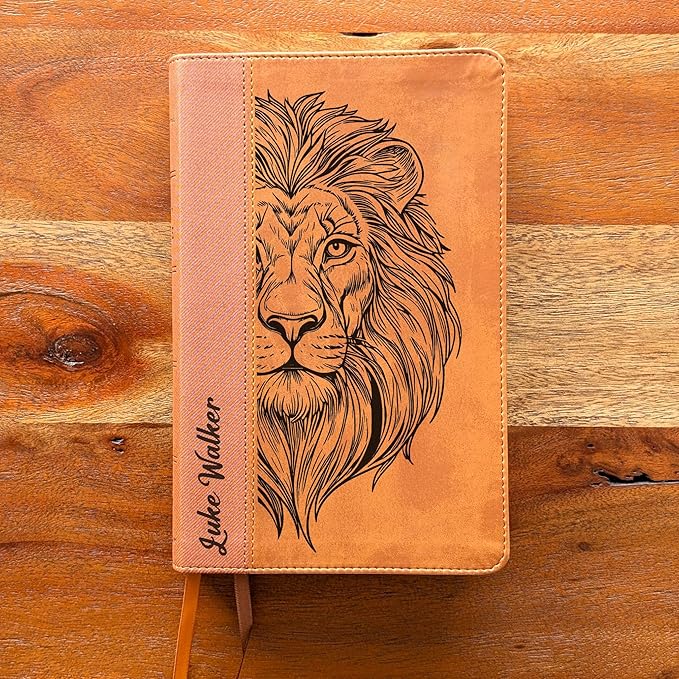 Farm and Posh Personalized NIV Personal Bible with Crown of Thorns | Large Print (Brown Lion Front)