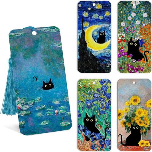 Black Cat Bookmark — 10 PCS Cat Paper Bookmarks Book Markers Gifts for Women Men Reading Book Lovers Bookish Friends Adults