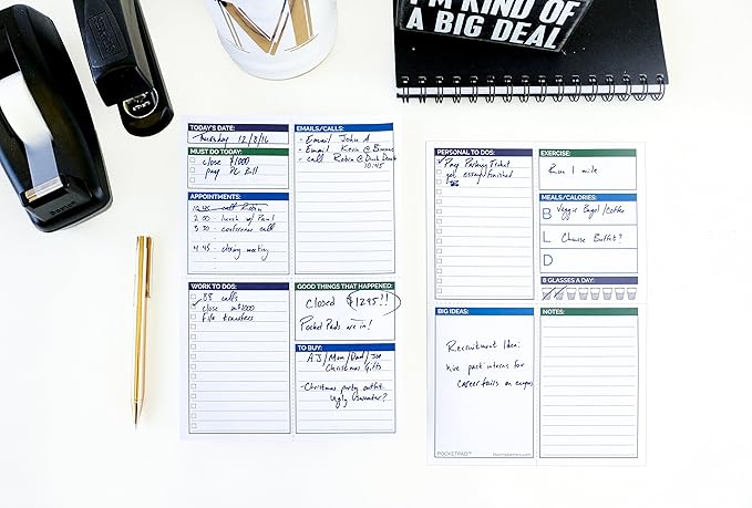 bloom daily planners Pocket Pad - To Do List Notepad for Work -Undated Tear-Off Organizer for Goals, Tasks, Notes - Double Sided Daily Planning Pad, 80 Sheets - 6” x 9”