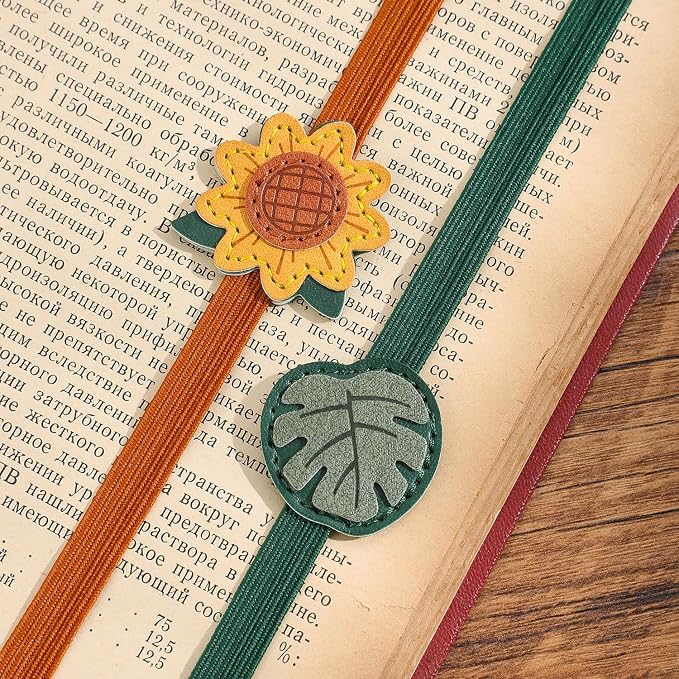 2PCS Vintage Elastic Leather Bookmark for Women, Elastic Bands Leather Book Marks, PU Bookmarks Planner Accessories, for Book Lover, Reader, Hardcover Journals, Notebooks, Planners, Binders