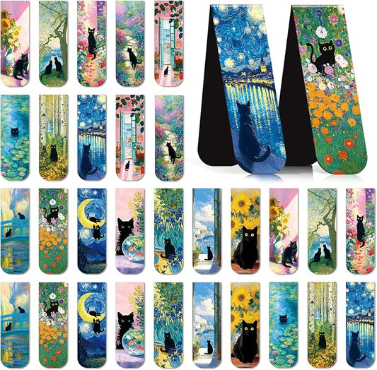 Black Cat Magnetic Bookmark Gifts - Cosmisun 30 Pcs Cute Cat Magnetic Bookmarks for Women Cats Lover Book Markers Animal Magnets Page Clip Gifts for Book Lover Students Teachers Bookish Reading