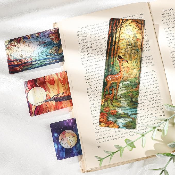Fantasy Vintage Bookmark Gifts - 20 Pcs Personalized Art Stained Glass Bookmarks for Women Book Lovers Novel Fans Reading Accessories Bookish Merch Gift for Birthday Christmas New Year
