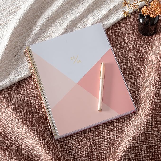 Blue Sky 2025-2026 Weekly and Monthly Academic Year Planner Calendar, July 2025 - June 2026, 8.5" x 11", Flexible Cover, Wirebound, Storage Pocket, Cali Pink