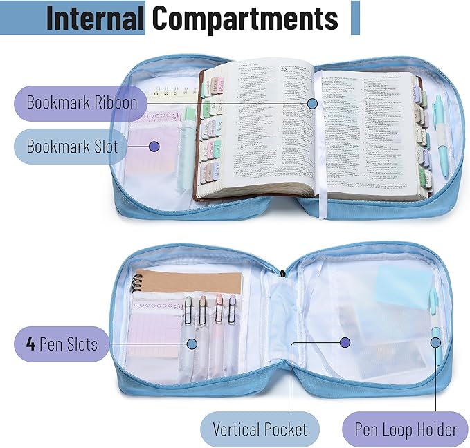 Mr. Pen- Bible Cover Case, Carrying Book Case with Durable Handle and Zippered Pocket, Bible Protective Church Bag for Men & Women, Christian Gifts, Marine Dream