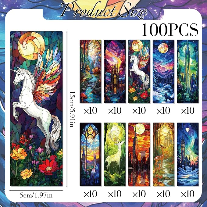 Fantasy Bookmark Bulk Gifts - 100 Pcs Personalized Paper Bookmarks for Women Book Lovers Novel Fans Dark Romance Merch Vintage Art Reading Accessories Bookish Gift for Birthday Christmas