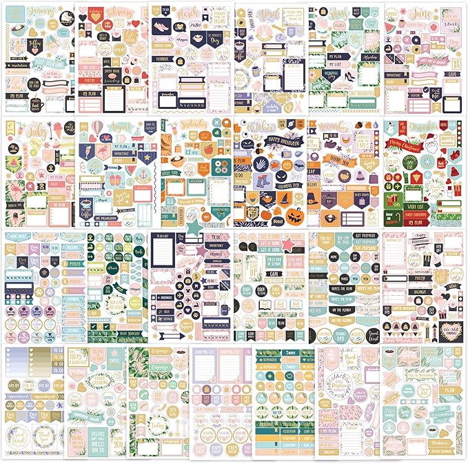 Aesthetic Greenery Planner Stickers for Fun Planning - 1100+ Stunning Gold Foil Monthly Designs - The Perfect Scrapbook Sticker Accessories to Enhance Your Daily Calendar and Planner Journaling