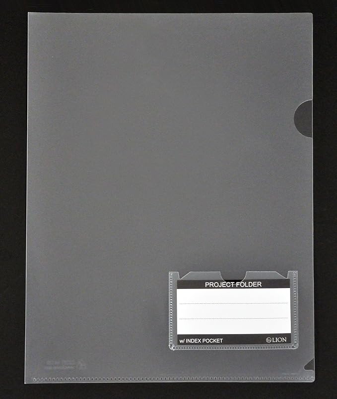 Lion Clear Project Folders with Index Pocket, 10 EA/Pack, 1 Pack (49120-CR)
