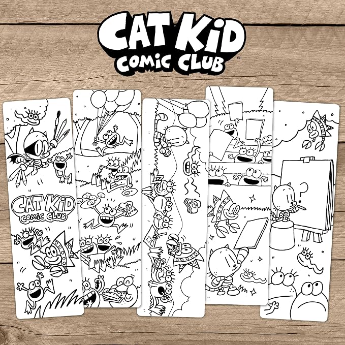 Re-Marks “Dog Man and Cat Kid” Colormarks Collection - 2 Sets of 5 Coloring Bookmarks