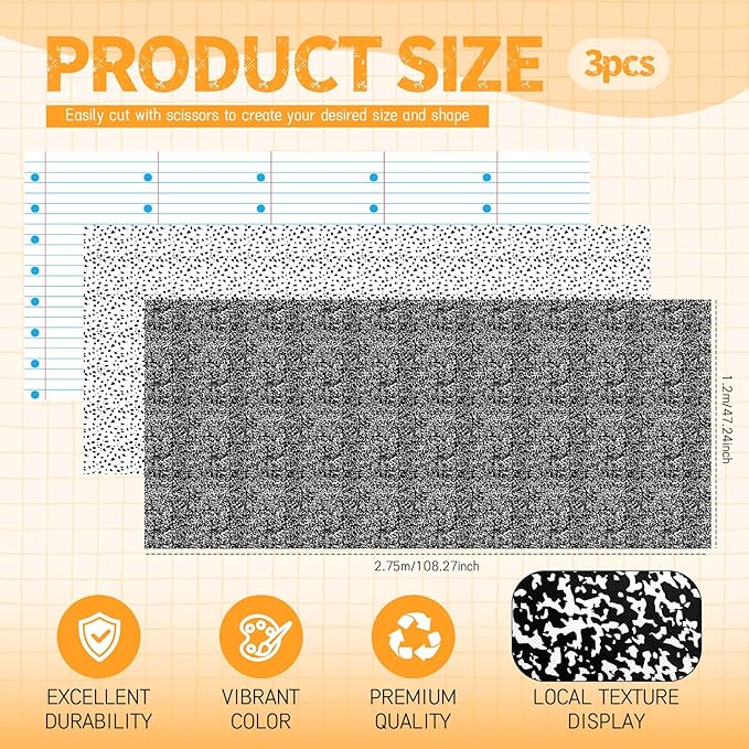 Hahafelt 3 Pack 47 x 108 Inch Fabric Bulletin Board Roll Waterproof Non Woven Classroom Background Decoration Resistant Bulletin Board for Back to School Wall Decor DIY Craft (Mixed)