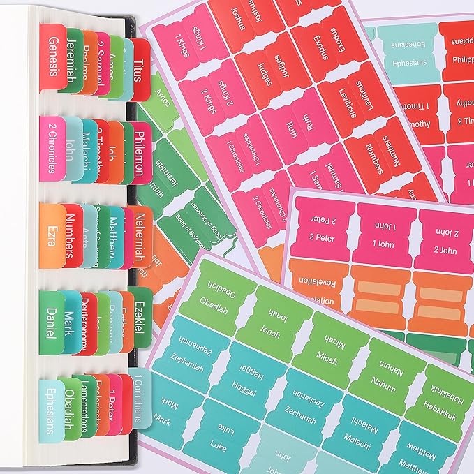 Mr. Pen- Bible Tabs, 75 Neon Laminated for Women and Men, Study Index, Bible Tabs for Study Bible, Bible Book Tabs, Bible Labels Tabs, Bible Tabs