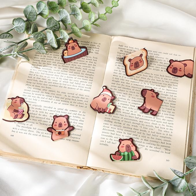 Capybara Magnetic Bookmarks Gifts - 8 Pcs Cute Animals Bookmark for Women Book Lovers Students Funny Page Clips Office Reading Accessories Bookworms Gift for Birthday Christmas