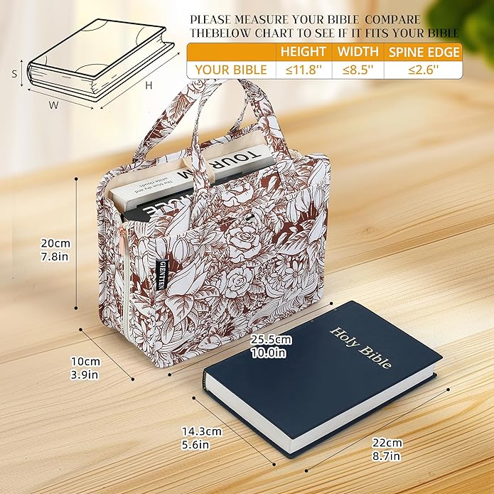 Bible Carrier Bag,Durable Waterproof Cover for Travel, Daily Use - Compact Lightweight Multiple Pockets