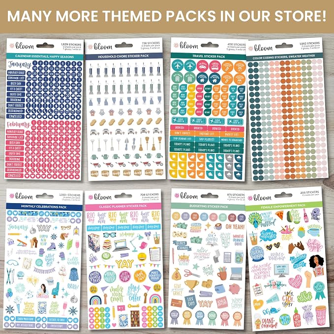 Bloom Daily Planners Productivity Stickers - Variety Sticker Pack - Six Sticker Sheets Per Pack!