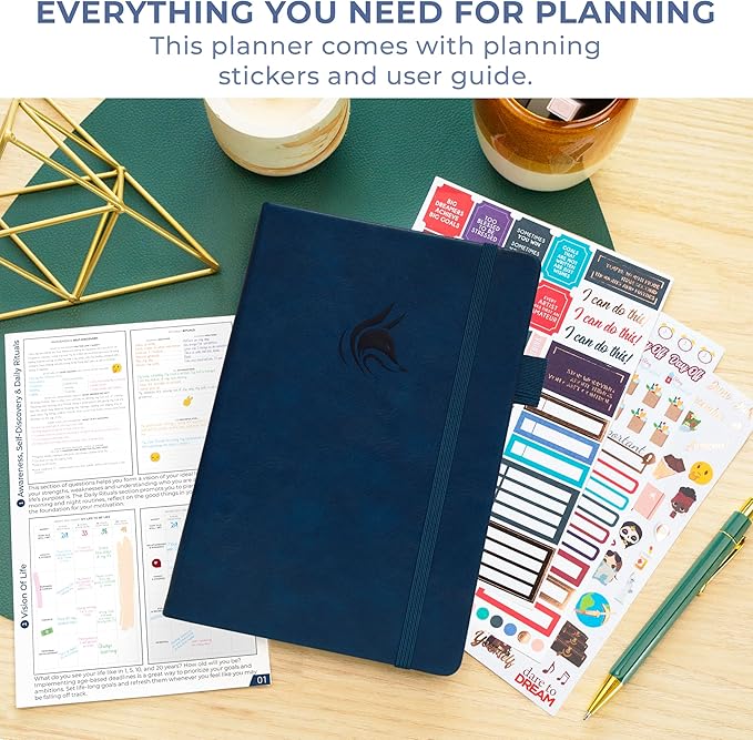 Clever Fox Planner Schedule – Undated Weekly & Monthly Life Planner with Time Slots, Appointment Book & Daily Organizer, A5 (Dark Blue)