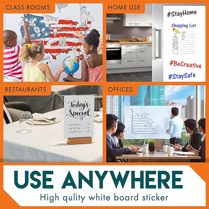 Undo White Board Sticker, Easy Cut and Set Up Dry Erase Board for Wall Art or Classroom Decor, Office and School Supplies, 12 Inches by 33 feet - Davik