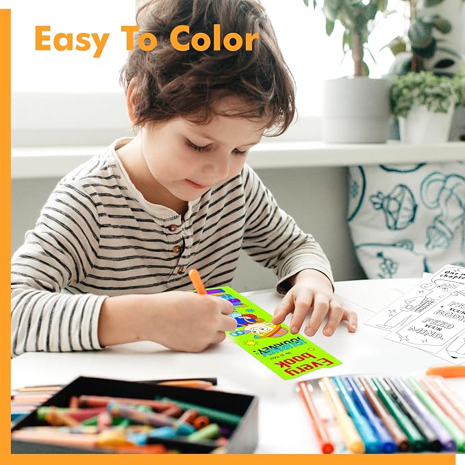 100 PCS Inspirational Bookmarks, 50 Designs DIY Coloring Book Markers Motivational Reading Page Holder for Students, Color Your Own Bookmark for Class Gifts, Kids, Adults, Teachers, Book Lovers