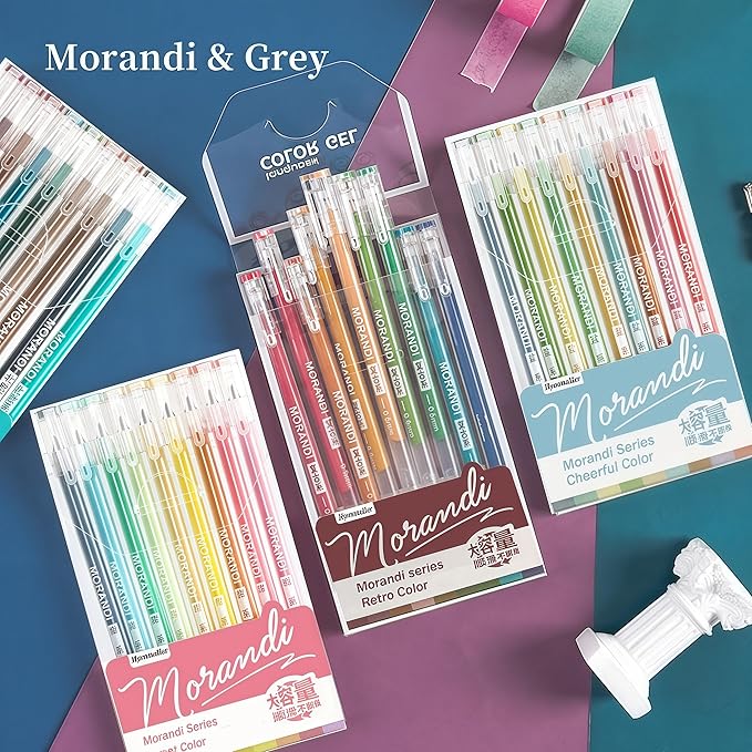 9 Colored Gel Pens Set, 0.6mm Fine Point for Black Paper & White Paper, Pens for Journaling, Adult Coloring Books, Bible, Drawing, Note Taking, Art & Journaling Supplies (Highlights Color)