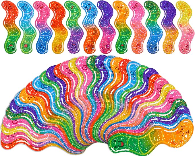 360 Pcs Worm Bookmarks Bulk for Kids Fun Holographic Glitter Gummy Worm Cute Bookmarks Funny Bookmark for Adults Student Teacher Reading Lovers Gift Bookish Party Favors