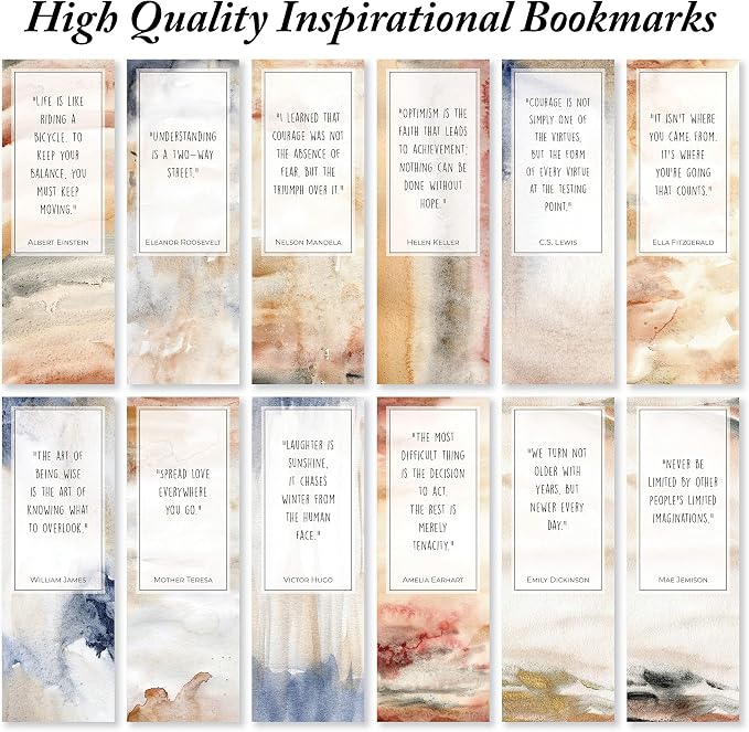 Abstract Bookmarks with Inspirational Quotes - Pack of 48