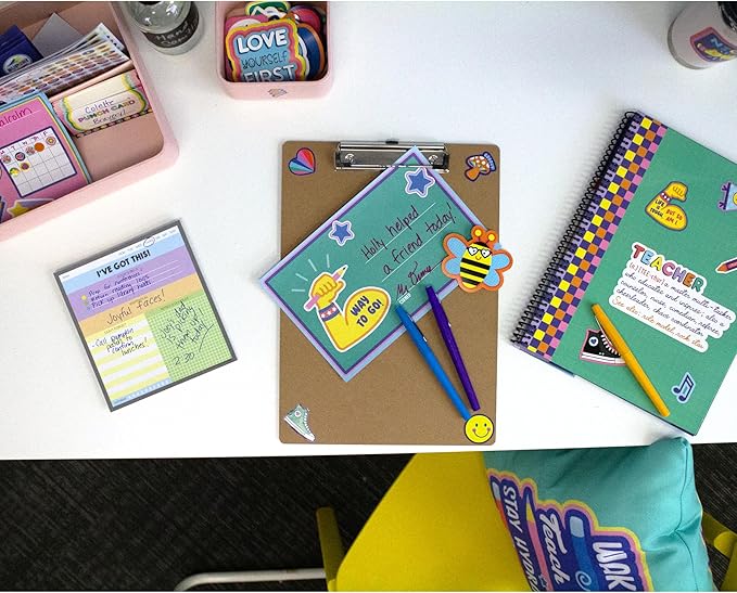 Carson Dellosa We Stick Together 107PC School Supplies, Incentives, Behavior Charts, Stickers, Punch Cards, Dry Erase Goal Tracker, Calming Corner Items Kids Poster, Motivational Classroom Must Haves