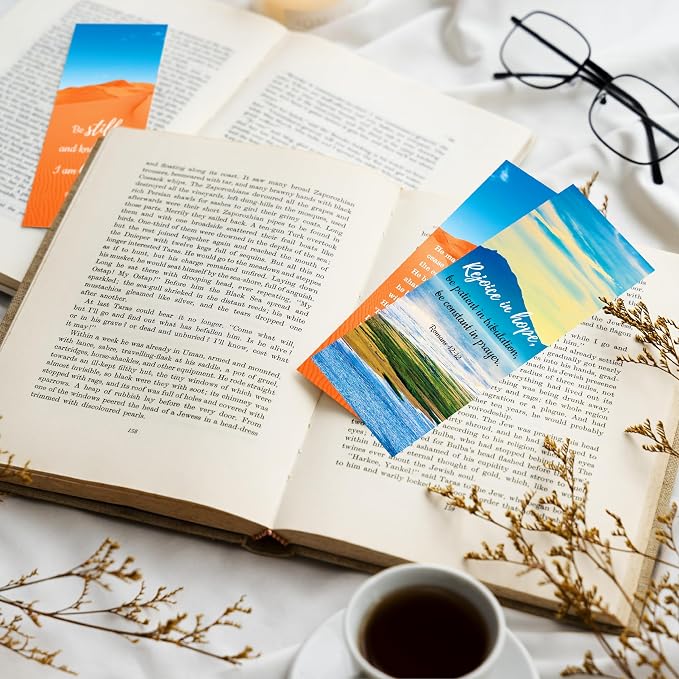 120 PCS Bible Bookmarks with 30 Designs, Double Sided Printing, Christian Motivational Verses for Women, Men, Church & Office Supplies, Book Lovers (2.4 inch x 6.1 inch)