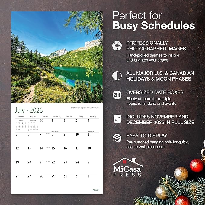 MICASA PRESS Wild & Beautiful Pathways 2026 Wall Calendar 12 Month | 12" x 24" Open | Thick & Sturdy Paper | Giftable | Scenic Nature Calendar 2026