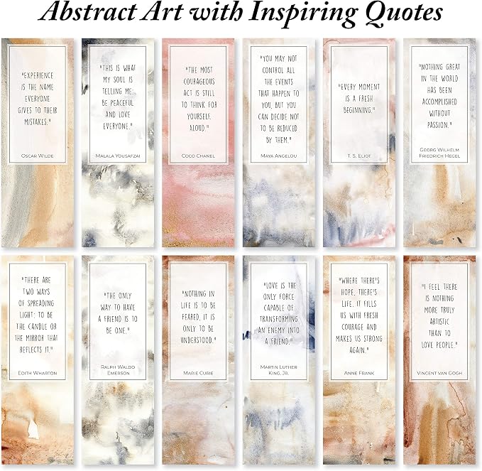 Abstract Bookmarks with Inspirational Quotes - Pack of 48
