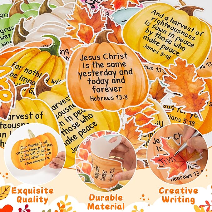 137Pcs Religious Fall Bulletin Board Decorations Set, Christian Bible Verse Thanksgiving Bulletin Board Decor, Watercolor Pumpkin Maple Leaves Cutout Sunday School Chalkboard Wall Supplies