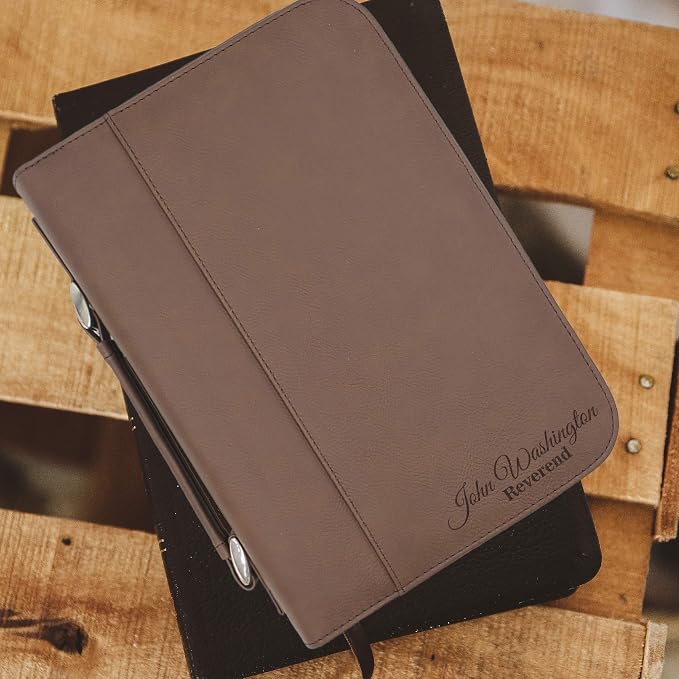 My Personal Memories Personalized Bible Cover Holder Case with Carrying Handle for Men and Women (Brown)