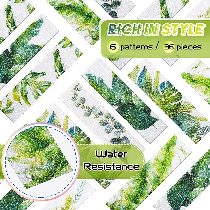 Gersoniel 36 Pcs Anxiety Sensory Stickers Strips Adhesive Textured Mental Health Calm Stickers Mindfulness Fidget Decals Stress Anxiety Relief Items for Therapy Office Desk(Leaves Style)