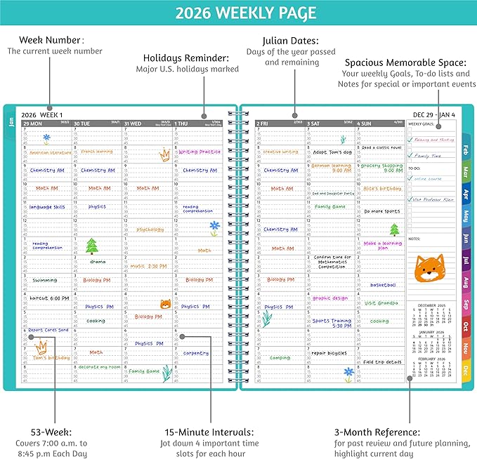2026 Appointment Book - January - December 2026, Appointment Planner with Weekly ＆ Monthly Spread, 8.5'' x 10.5'', Large, 15 Minute Increments, 2026 Daily Planner with Pockets, Tabs, Soft Cover