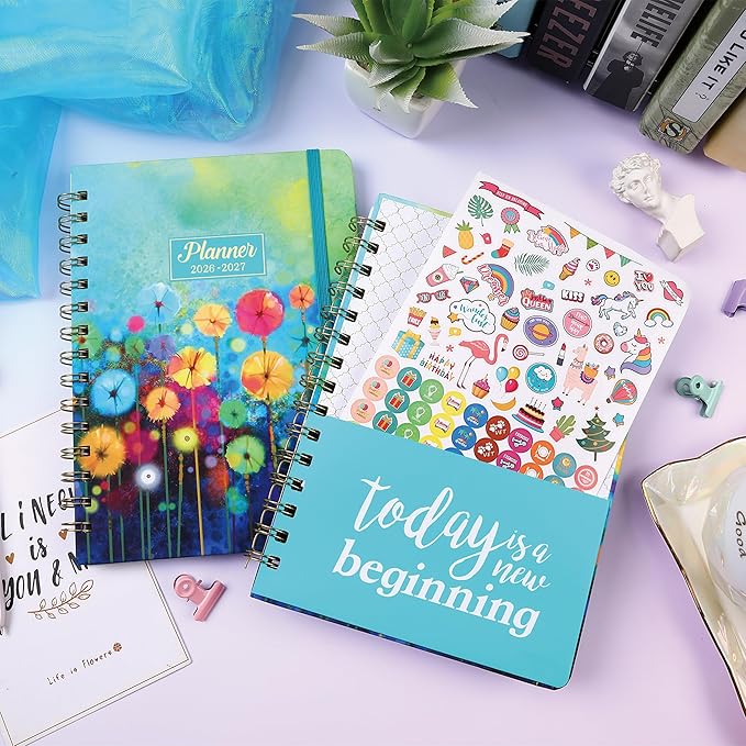 2026-2027 Planner - 2026-2027 Planner Weekly and Monthly, Calendar Monthly Planners 2026-27 from Jul. 2026 - Jun. 2027, 6.4" × 8.5", Twin-Wire Binding, Elastic Closure