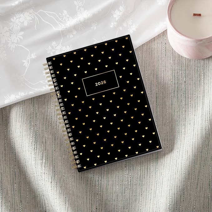 Blue Sky Ashley G 2026 Weekly and Monthly Planner Calendar, January 2026 - December 2026, 5.875" x 8.625", Flexible Cover, Durable Twin Wire Binding, Pocket & Extra Notes Pages, Sweetheart Black
