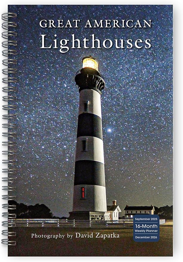 2026 Planner, Weekly & Monthly 12-Month Planner Engagement Calendar with Coastal Photography and Nautical Scenes, 2026, 6" × 9", Great American Lighthouses