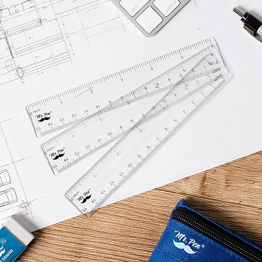 Mr. Pen- Bulk Plastic Rulers, 6 Inch, 100 Pack, Easy-to-Read Markings, Scratch-Resistant Design, Durable Clear Ruler for Crafting Office & School, School Supplies, Bulk Rulers Set, Measuring Tools