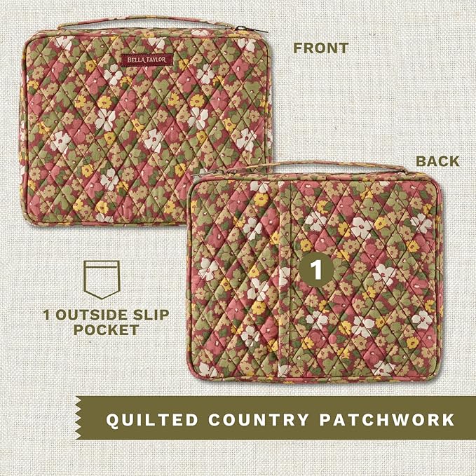 Bella Taylor Quilted Bible Cover for Women - Large Study Bible Case - Autumn Garden