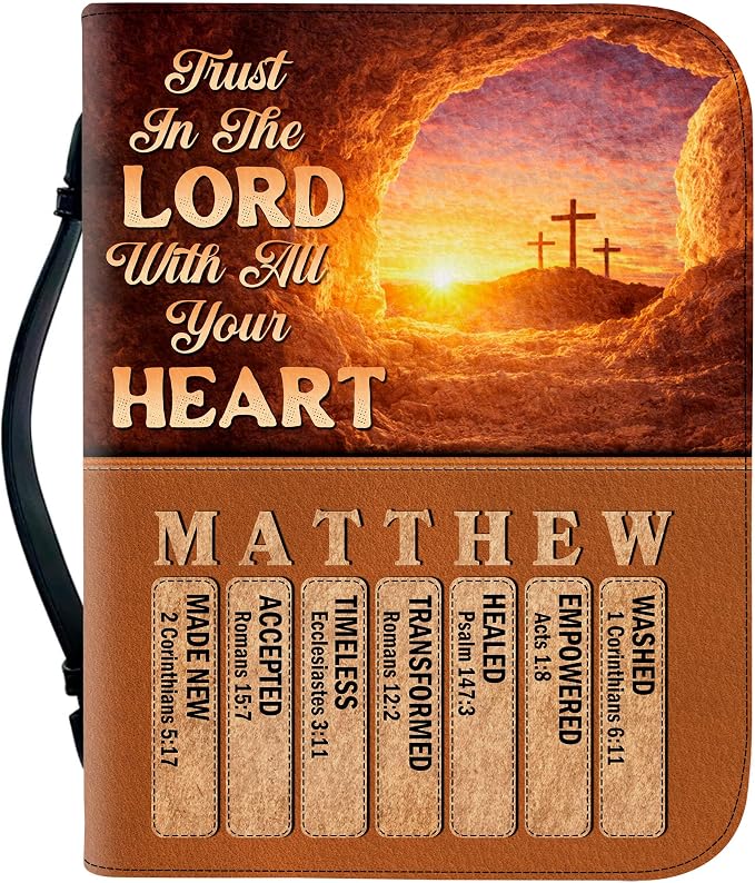 Personalized Man of God Bible Cover, God Says I Am Bible Case PU Leather, Bible Holder Handle Zipper, Faith Scripture with Name Case Bag, Religious Gifts for Church Christians Women Men (04)