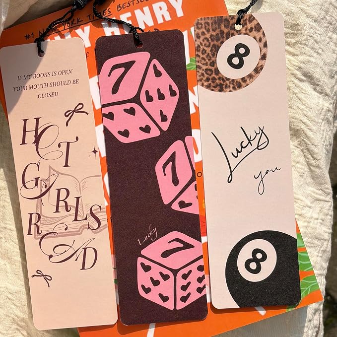 10 Pcs Cute Bookmarks for Women, Double Sided Book Marks for Reading Women, Funny Paper Book Markers Set, Pretty Gifts for Book Lovers, Club, Adults, Girls (Red)