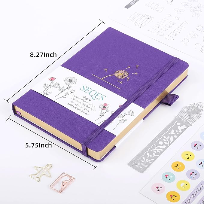 A5 Bullet Dotted Journal Notebook | 160gsm Thick Bleedproof Paper, Lay Flat Binding, 160 Numbered Pages | Hard Cover Dot Grid Notebook/Bullet Journals for Creatives, & Professionals- Blowball