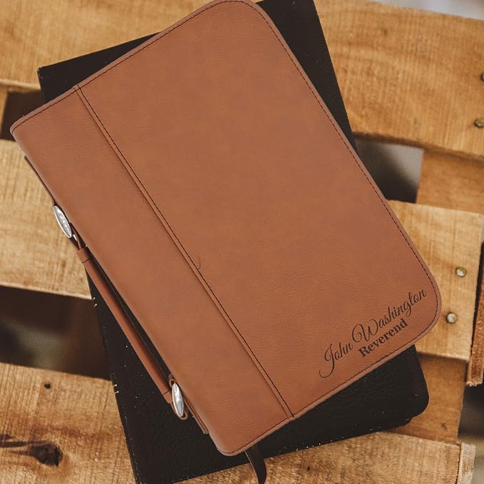 My Personal Memories Personalized Bible Cover Holder Case with Carrying Handle for Men and Women (Rust)