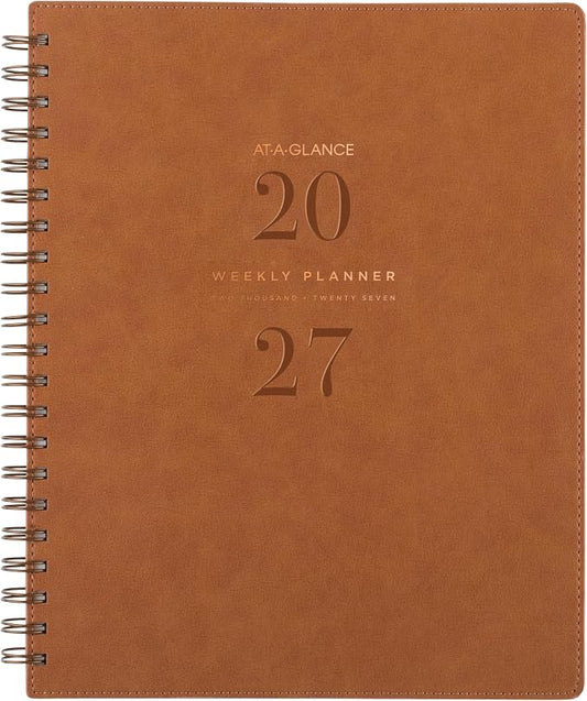 AT-A-GLANCE 2027 Planner, Weekly & Monthly, 13-Month Jan-Jan, 8.5" x 11", Signature, Distressed Brown (YP9050927)